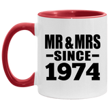 50th Anniversary Mr & Mrs Since 1974 - 11oz Accent Mug Red