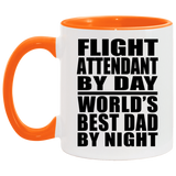 Flight Attendant By Day World's Best Dad By Night - 11oz Accent Mug Orange