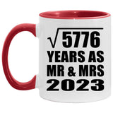 76th Anniversary Square Root of 5776 Years As Mr & Mrs 2023 - 11oz Accent Mug Red
