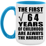 8th Birthday Square Root of 64 Years of Childhood - 15oz Accent Mug Blue