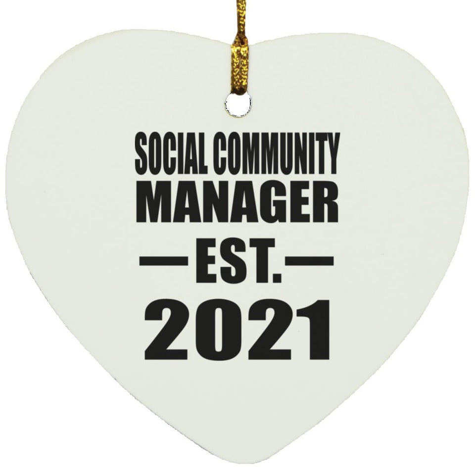 Social Community Manager Established EST. 2021 - Heart Ornament