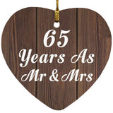 65th Anniversary 65 Years As Mr & Mrs - Heart Ornament D