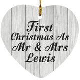 First Christmas As Mr & Mrs Lewis - Heart Ornament F