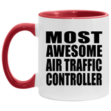 Most Awesome Air Traffic Controller - 11oz Accent Mug Red