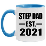 Step Dad Established EST. 2021 - 11oz Accent Mug Blue