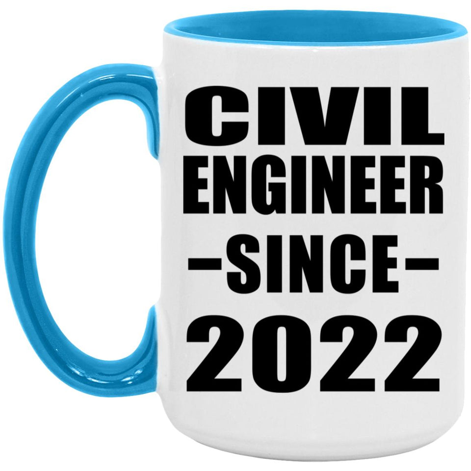 Civil Engineer Since 2022 - 15oz Accent Mug Blue