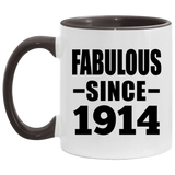 110th Birthday Fabulous Since 1914 - 11oz Accent Mug Black