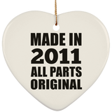 13th Birthday Made in 2011 All Parts Original - Heart Ornament