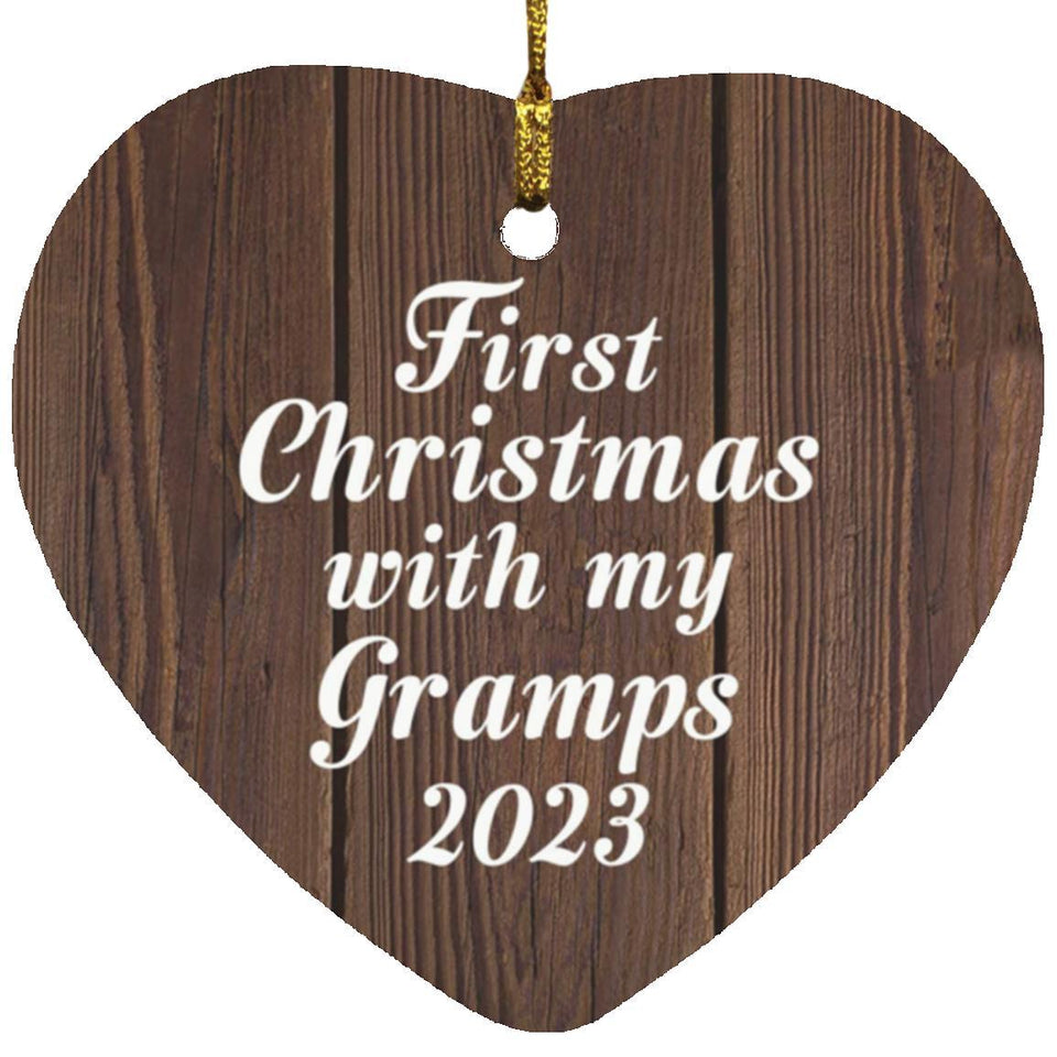 First Christmas With My Gramps 2023 - Heart Ornament D