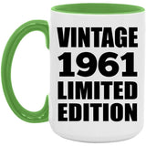 63rd Birthday Vintage 1961 Limited Edition - 15oz Accent Mug Green