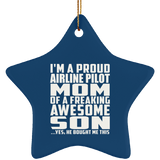 Proud Airline Pilot Mom Of Awesome Son - Star Ornament