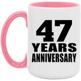 47th Anniversary 47 Years Anniversary - 15oz Accent Mug Pink