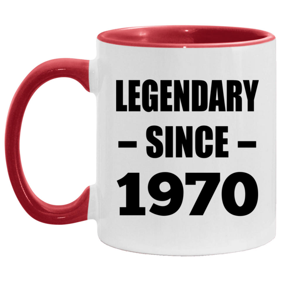 54th Birthday Legendary Since 1970 - 11oz Accent Mug Red