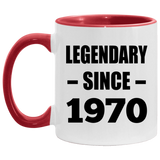 54th Birthday Legendary Since 1970 - 11oz Accent Mug Red