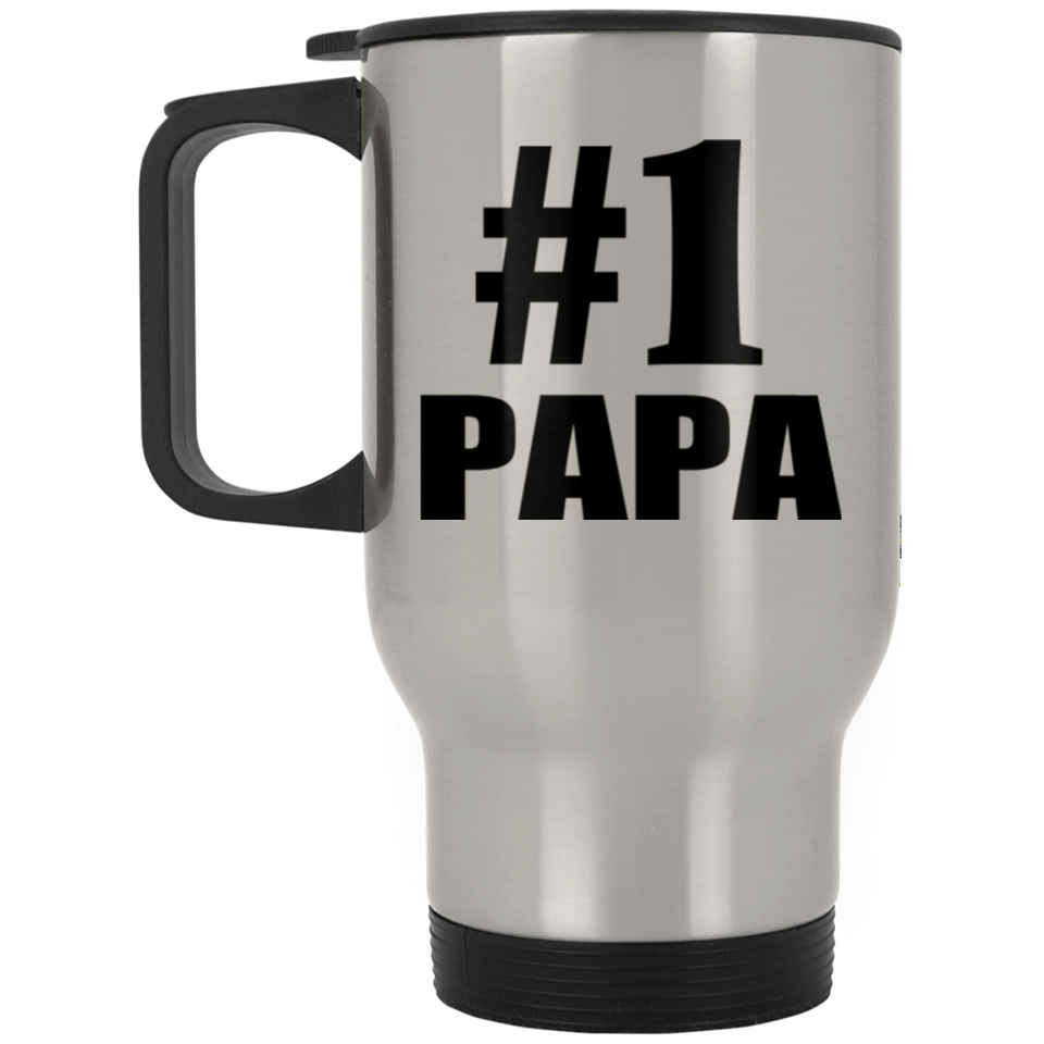 Number One #1 Papa (Grandpa) - Silver Travel Mug