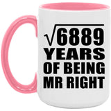 83rd Anniversary Square Root of 6889 Years of Being Mr Right - 15oz Accent Mug Pink