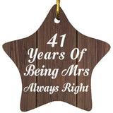 41st Anniversary 41 Years Of Being Mrs Always Right - Star Ornament D
