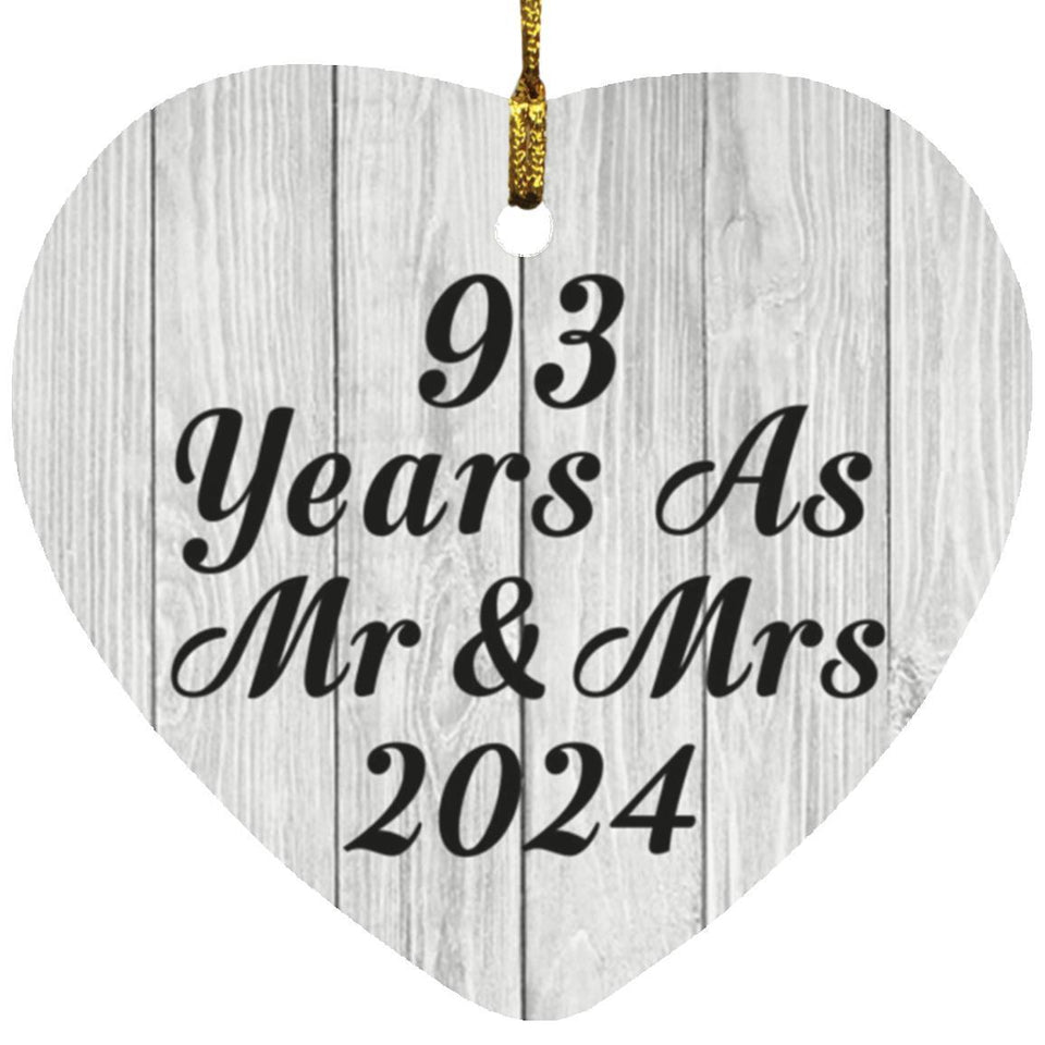 93rd Anniversary 93 Years As Mr & Mrs 2024 - Heart Ornament F
