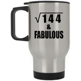 12th Birthday Square Root of 144 & Fabulous - Silver Travel Mug
