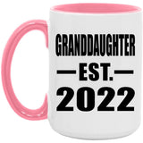 Granddaughter Established EST. 2022 - 15oz Accent Mug Pink
