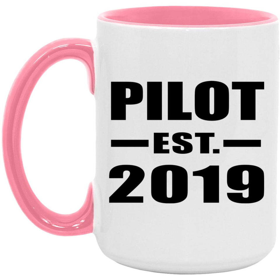 Pilot Established EST. 2019 - 15oz Accent Mug Pink