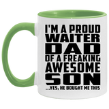 Proud Waiter Dad Of Awesome Son - 11oz Accent Mug Green
