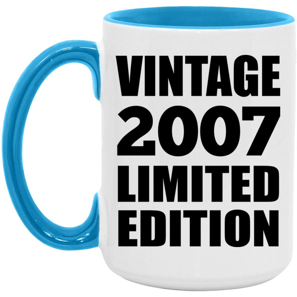17th Birthday Vintage 2007 Limited Edition - 15oz Accent Mug Blue