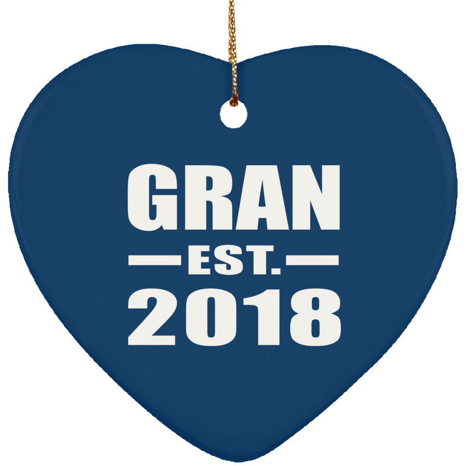 Gran Established EST. 2018 - Heart Ornament