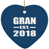 Gran Established EST. 2018 - Heart Ornament
