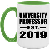 University Professor Established EST. 2019 - 15oz Accent Mug Green