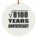 90th Anniversary Square Root of 8100 Years Anniversary - Circle Ornament
