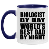 Biologist By Day World's Best Dad By Night - 11oz Accent Mug Purple