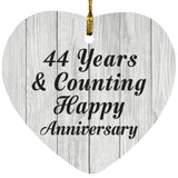 Happy 44th Anniversary 44 Years & Counting - Heart Ornament F