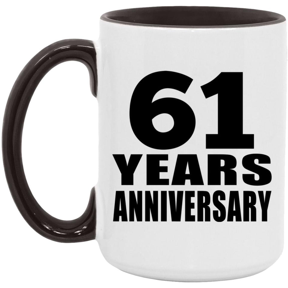 61st Anniversary 61 Years - 15oz Accent Mug Black