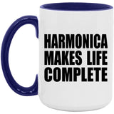 Harmonica Makes Life Complete - 15oz Accent Mug Purple