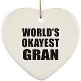 World's Okayest Gran - Heart Ornament