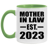 Mother In Law Established EST. 2023 - 11oz Accent Mug Green