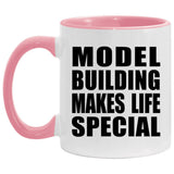 Model Building Makes Life Special - 11oz Accent Mug Pink