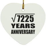 85th Anniversary Square Root of 7225 Years Anniversary - Heart Ornament