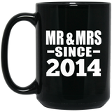 10th Anniversary Mr & Mrs Since 2014 - 15 Oz Coffee Mug Black