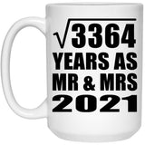 58th Anniversary Square Root of 3364 Years As Mr & Mrs 2021 - 15oz Coffee Mug