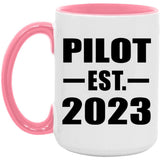 Pilot Established EST. 2023 - 15oz Accent Mug Pink
