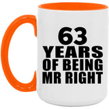 63rd Anniversary 63 Years Of Being Mr Right - 15oz Accent Mug Orange