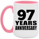 97th Anniversary 97 Years Anniversary - 15oz Accent Mug Pink