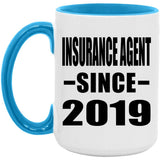 Insurance Agent Since 2019 - 15oz Accent Mug Blue