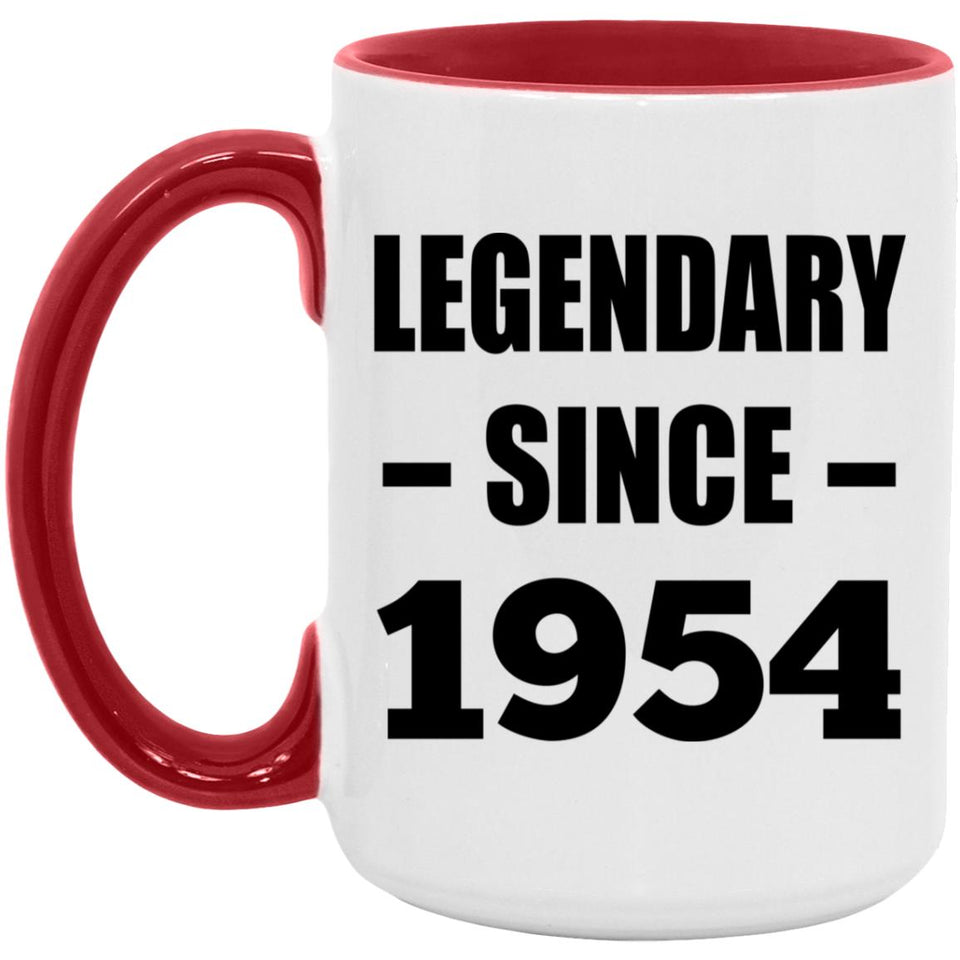 70th Birthday Legendary Since 1954 - 15oz Accent Mug Red