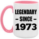 51st Birthday Legendary Since 1973 - 15oz Accent Mug Pink