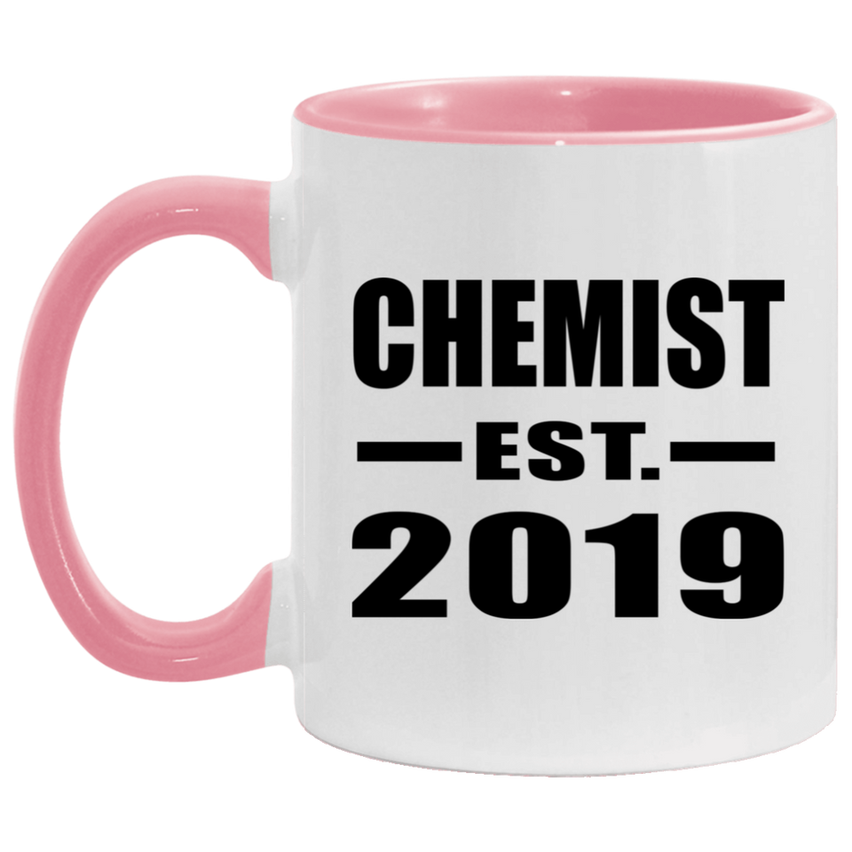 Chemist Established EST. 2019 - 11oz Accent Mug Pink