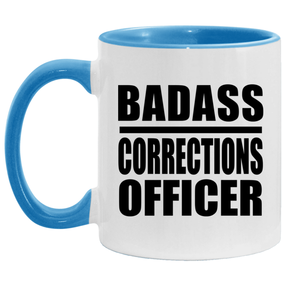 Badass Corrections Officer - 11oz Accent Mug Blue