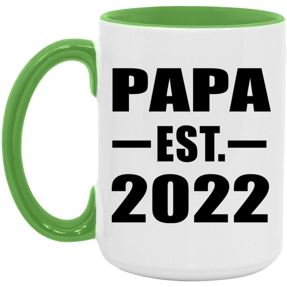 Papa Established EST. 2022 - 15oz Accent Mug Green